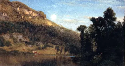 Berkshire Foothills, Full Moon Over Meadowbrook by Aaron Draper Shattuck, 1864 — digital art print download