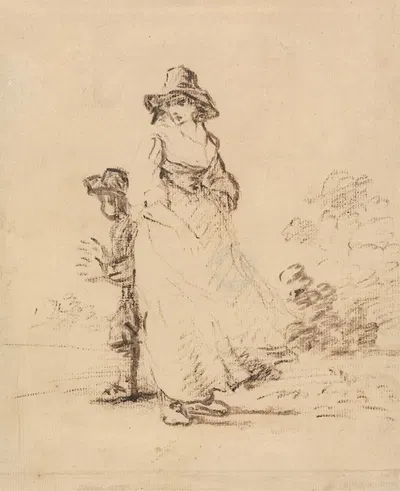 A Country Boy and Girl by Henry William Bunbury — digital art print download