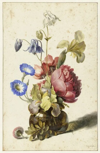 Flowers in a Bottle by Dirck de Bray, 1674 — digital art print download