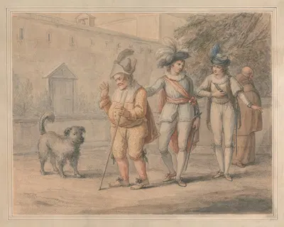 Launce Teaching His Dog Crab by Генри Уильям Бунбери — digital art print download