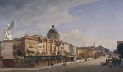 Вид сзади на дома на Шлоссфрайт by Эдуард Гертнер, 1855 — digital art print download