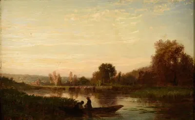 Пейзаж с водотоком by Эмиль Ламбине, 1856 — digital art print download