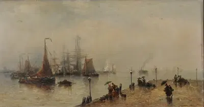 Quai à Flessingue, journée de pluie by François Musin — digital art print download