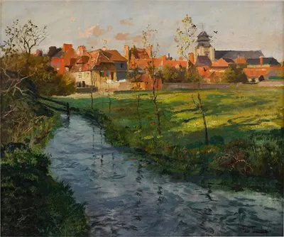 Village by a Stream by Frits Thaulow — digital art print download