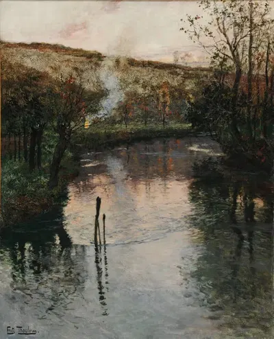 Soleil couchant sur l'Arques à Péquigny by Frits Thaulow — digital art print download