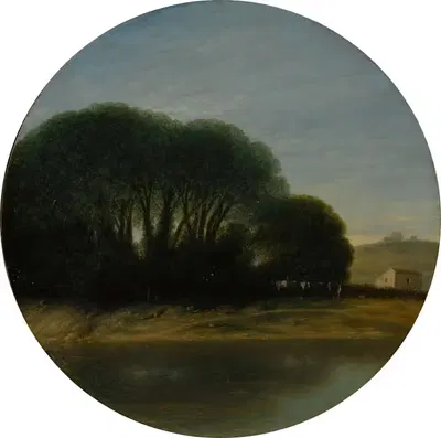 Landscape with a Farm and Trees Beside a River by Goffredo Wals — digital art print download