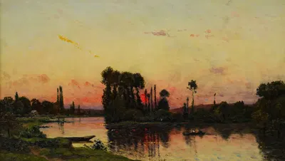 Coucher du soleil sur le rivage by Hippolyte Camille Delpy, 1904 — digital art print download