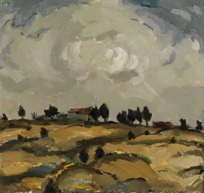 Autumn landscape with clouds by Ilmari Aalto, 1917 — digital art print download