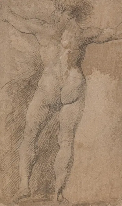 Male with Arms Spread Wide Seen from Behind by James Barry — digital art print download