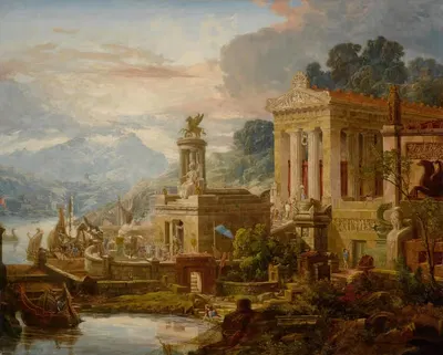 The landing place to a Temple of Victory through the Gate of Minerva by Joseph Michael Gandy — digital art print download