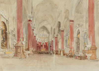 Interior of the Church of San Giovanni e Paolo, Venice by James Holland, 1835 — digital art print download