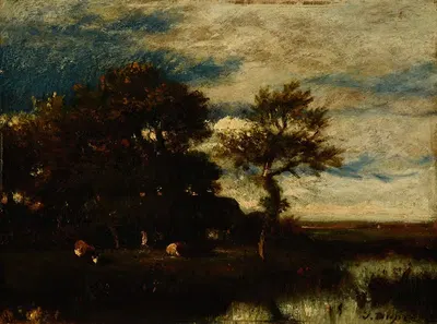 Paysage avec cours d'eau by Jules Dupré — digital art print download
