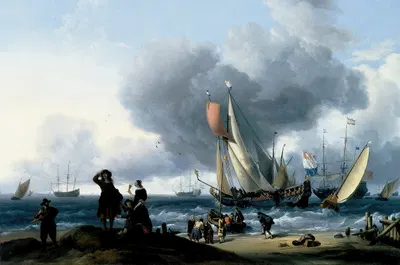 Голландец, садящийся на яхту by Людольф Бахуизен, 1670-1679 — digital art print download