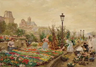 Le quai aux fleurs et l'hôtel de ville by Marie-François Firmin-Girard, 1900 — digital art print download