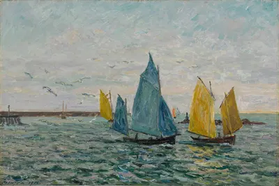 Возвращение креветочных лодок, Ле Круазик by Максим Мофра, 1906 — digital art print download