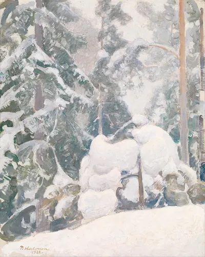 Winter landscape by Pekka Halonen, 1922 — digital art print download