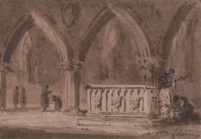 Figures by a Tomb by Джеймс Паттисон Кокберн — digital art print download
