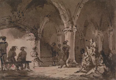 Medieval Figures in a Crypt by Джеймс Паттисон Кокберн — digital art print download