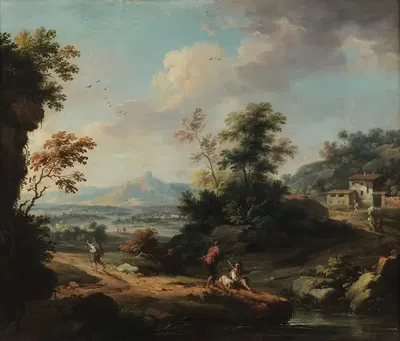 Пейзаж с фигурами by Витторио Амедео Чинароли, 1750-1800 — digital art print download