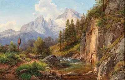 Вид на гору Ватцманн by Адалберт Ваген, 1878 — digital art print download