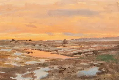 Закат на Финском заливе by Альберт Николаевич Бенуа, c. 1910 — digital art print download