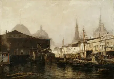 Пристань Северной реки by Артур Квартли, 1877 — digital art print download