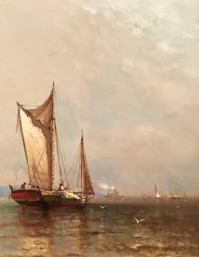На Гудзоне by Артур Квартли, 1878 — digital art print download