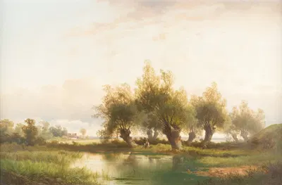 Angler under willows by Carl Hasch — digital art print download