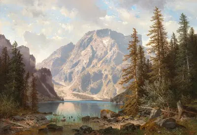 Pragser – Wildsee mit dem Seekofel Tirol by Carl Hasch, 1896 — digital art print download