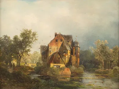 Водяной замок Касперсброих by Карл Хилгерс, 1871 — digital art print download