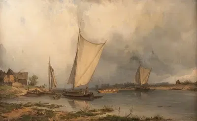 Плоты у берегов реки Эльба by Карл Юлий фон Лейпольд, 1871 — digital art print download