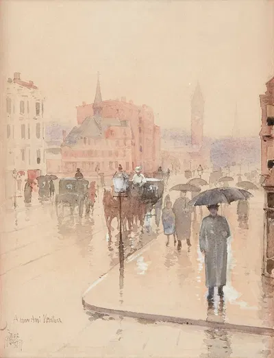 Дождливый день, Колумбус-авеню, Бостон by Чайлд Хассам, 1886 — digital art print download