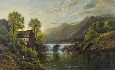 The Old Mill Stream by Edmund Darch Lewis, 1880 — digital art print download