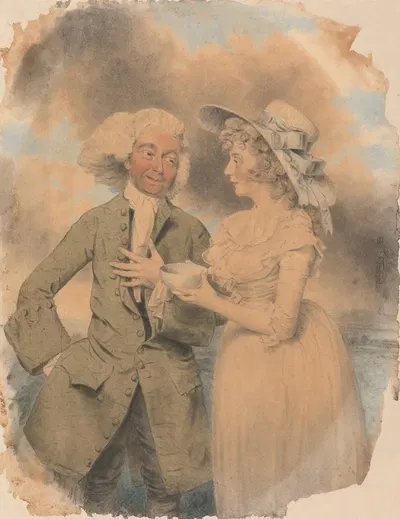 John Edwin and Mrs. Mary Wells as Lingo and Cowslip in 'The Agreeable Surprise' by Джон Даунман, 1787 — digital art print…