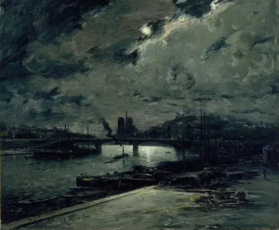Набережная Сены, Париж, при свете луны by Фрэнк Майерс Боггс, 1898 — digital art print download