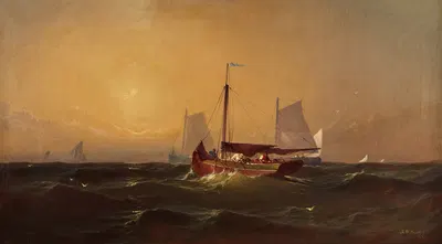 Морской пейзаж с лодками by Франклин Д. Бриско, 1873 — digital art print download