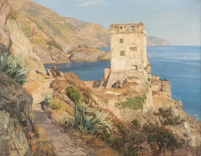 Rocky coast at Monterosso by Georg Macco — digital art print download