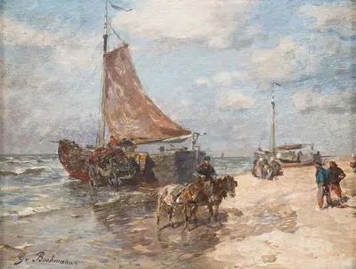 Fisher on the beach of Katwiyk by Gregor von Bochmann — digital art print download