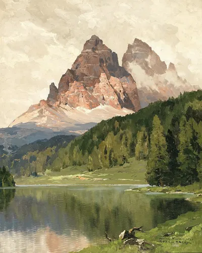 Lake Misurina with Tre Cime di Lavaredo by Hans Maurus — digital art print download