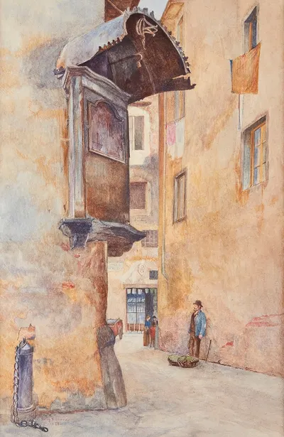 Улица во Флоренции by Генри Родерик Ньюман, 1880 — digital art print download