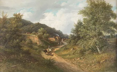 Оживленная сельская дорога летом by Якоб Хоффман, 1892 — digital art print download