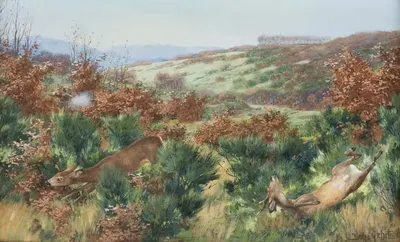 Охота на оленей by Иоганнес Гертс, 1915 — digital art print download