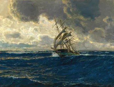 A Three-Master at Sea by Michael Zeno Diemer — digital art print download