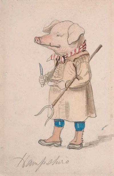 Caricature of the County Hampshire by John Leech — digital art print download
