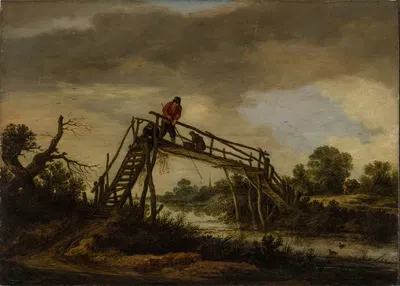 Landscape with bridge by Pieter de Molijn, 1652 — digital art print download