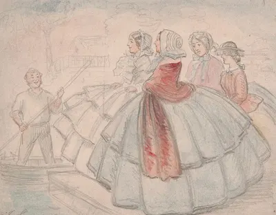 Crinolines by the River by John Leech — digital art print download