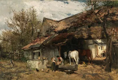 A Scene of Daily Life in a Farmyard by Wilhelm Velten — digital art print download