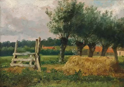 Landscape with willow trees by Anton Mauve, 1874 — digital art print download
