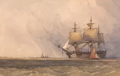 Coast Scene with Shipping by Charles Bentley — digital art print download