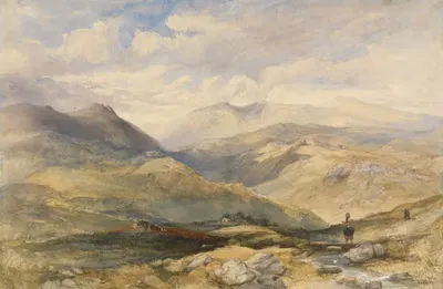 Highland Landscape with Figures by Charles Bentley — digital art print download